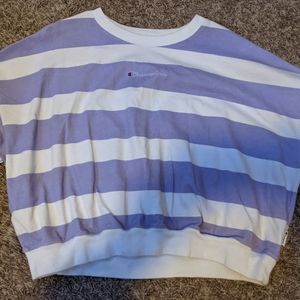 ‼️SOLD‼️Long sleeve purple striped Champion crew neck
